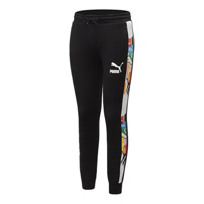 PUMA PUMA Printing Drawstring Casual Long Pants Black