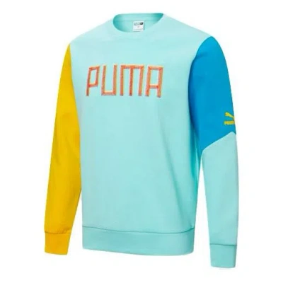 PUMA PUMA Unisex Colorful Embroidered Logo Printing Round-neck Sweatshirt Blue