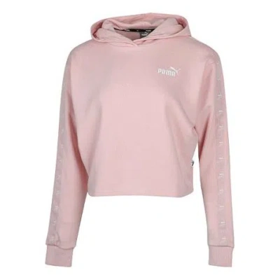 PUMA (WMNS) PUMA Amplified Cropped Tr Hoodie 'Pink White'