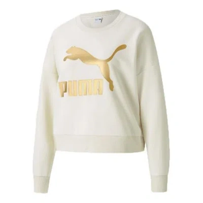 PUMA (WMNS) PUMA Classics Logo Printing Round-Neck Swea Ivory