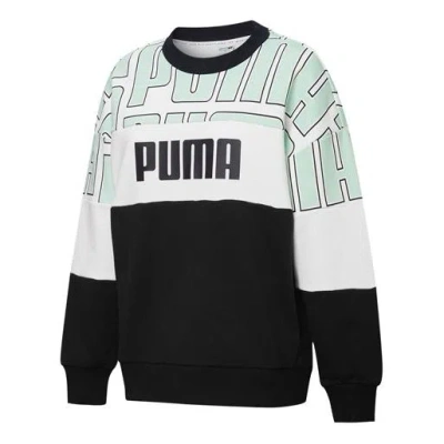 PUMA (WMNS) PUMA Colourblock Aop Sweatshirt 'Black Green White'