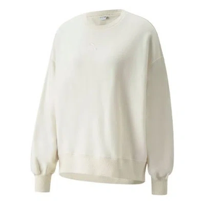 PUMA (WMNS) PUMA Logo Embroidery Round-neck SweatshirtBeige