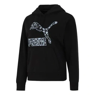 PUMA (WMNS) PUMA Logo Floral Graphic Hoodie 'Black'