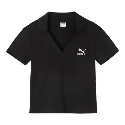 PUMA (WMNS) PUMA Logo Polo Shirt 'Black'
