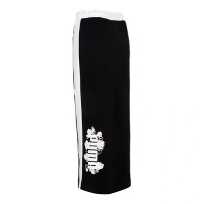 PUMA (WMNS) PUMA Logo Printing Half Body Long Skirt Black
