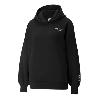 PUMA (WMNS) PUMA Logo Wellness Club Crew Hoodie 'Black'