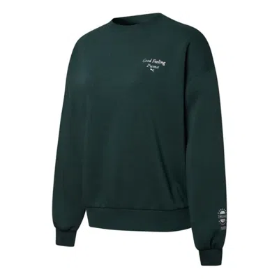 PUMA (WMNS) PUMA Logo Wellness Club Crewneck Sweatshirt 'Dark Green'