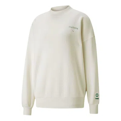 PUMA (WMNS) PUMA Logo Wellness Club Crewneck Sweatshirt 'White'