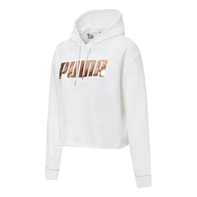 PUMA (WMNS) PUMA Metallic Logo Hoodie 'White Gold'
