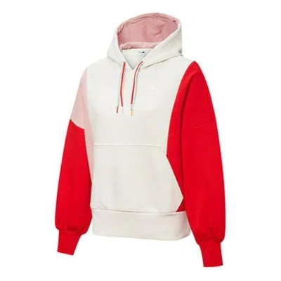 PUMA (WMNS) PUMA Panelled Hoodie 'White Red Pink'