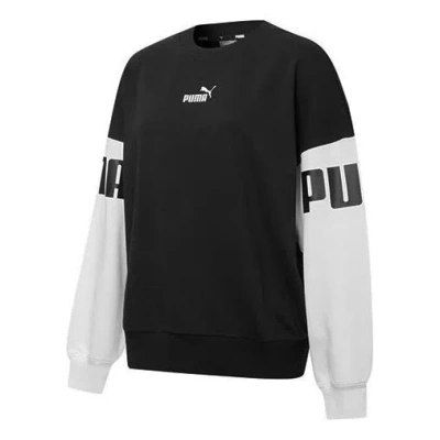 PUMA (WMNS) PUMA Power Color Blocking Crew Logo Printing SweatshirtBlack