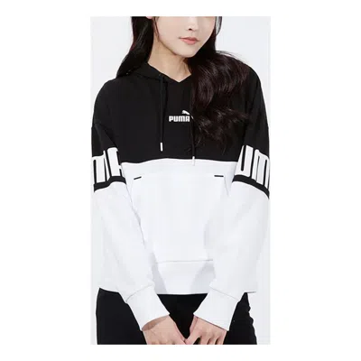 PUMA (WMNS) PUMA Power Colorblock Hoodie Casual Sports Drawstring Black