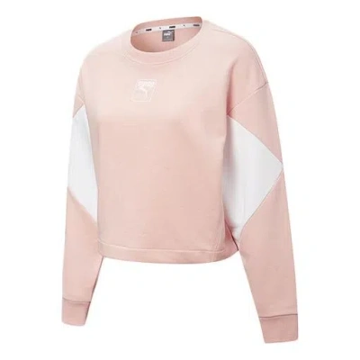 PUMA (WMNS) PUMA Rebel Crew Cropped Training Sweatshirt 'Pink White'