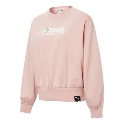 PUMA (WMNS) PUMA Round-neck Printing Sweatshirt Pink/Red