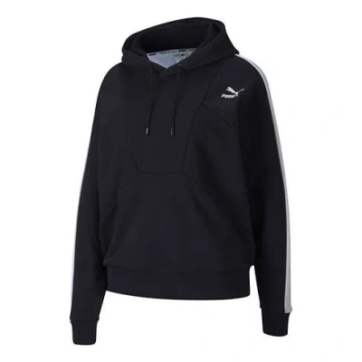 PUMA (WMNS) PUMA Small Logo Hoodie 'Black White'