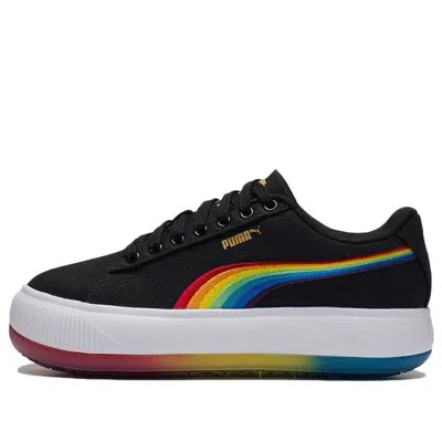 PUMA (WMNS) PUMA Suede Mayu Prism Low Tops Thick Sole Skateboarding Shoes Black