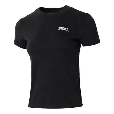 PUMA (WMNS) PUMA Wordmark Logo T-shirt Small Fit 'Black'