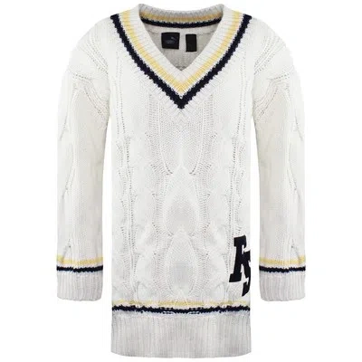 PUMA PUMA X RIHANNA FENTY LONG SLEEVE V-NECK BEIGE WOMENS SWEATERS 575784 01