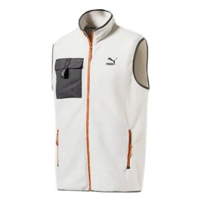 PUMA PUMA XTG Trail Fleece Full Zip Pocket Vest 'White Black Orange'