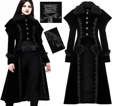 PUNK RAVE HERZKÖNIGIN SAMT MANTEL GOTHIC LOLITA BAROCK RETRO STICKEREI KORSETT PUNKRAVE