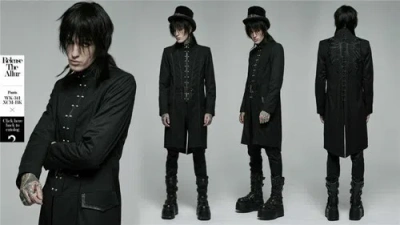 PUNK RAVE PUNK RAVE MEN GOTH RETRO PALACE JACKET DRAWSTRING SKELETON DECORATION LONG COAT