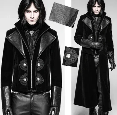 PUNK RAVE STEAMPUNK ÜBERTRAGBAR BESTICKT SAMT MANTEL JACKE GOTHIC BAROCK PUNKRAVE HERREN