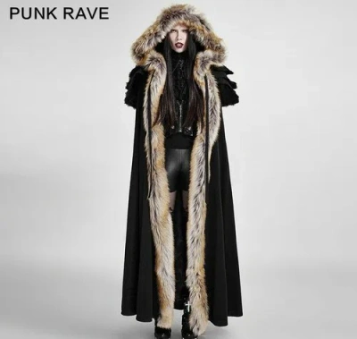 PUNK RAVE PUNK RAVE WOMEN GOTHIC WOOL COLLAR LONG COAT CLOAK ANCIENT PALACE STYLE BLENDS