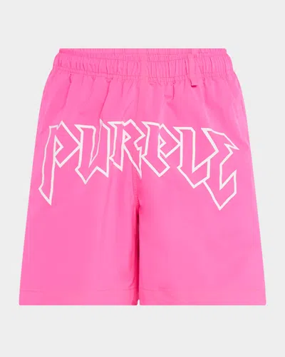 PURPLE MEN'S LOGO LETTERING SWIM SHORTS