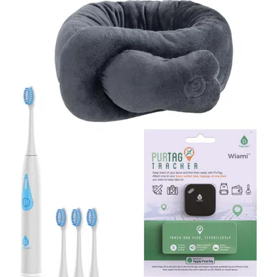 PURSONIC PURSONIC ON THE GO TRAVEL KIT TRIPLE-HEAD ELECTRIC TOOTHBRUSH, PURTAG TRACKER, PORTABLE NECK & SHOUL