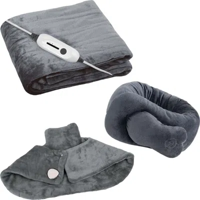 PURSONIC PURSONIC ULTIMATE COZY COMFORT & RELAXATION BUNDLE HEATED BLANKET, NECK & SHOULDER HEATING PAD, AND 