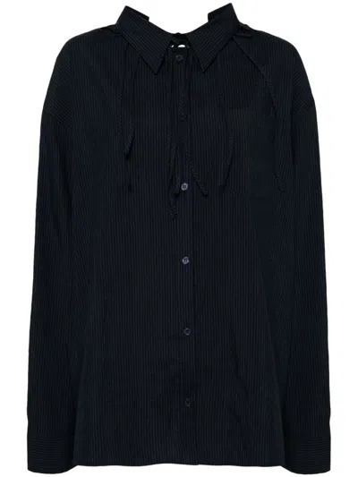 PUSHBUTTON BACK TIE OVERSIZED SHIRT