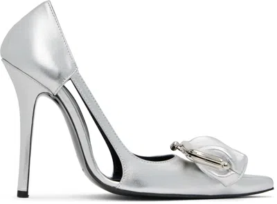 PUSHBUTTON SILVER COIN PURSE POINTY HEELS