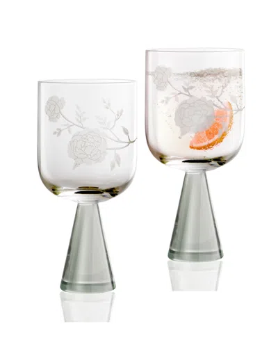 QUALIA GLASS PEONY GOBLETS, SET OF 2