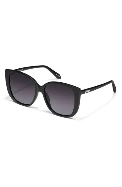 QUAY WOMEN'S EVER AFTER 58MM CAT EYE SUNGLASSES IN MATTE BLACK/ SMOKE