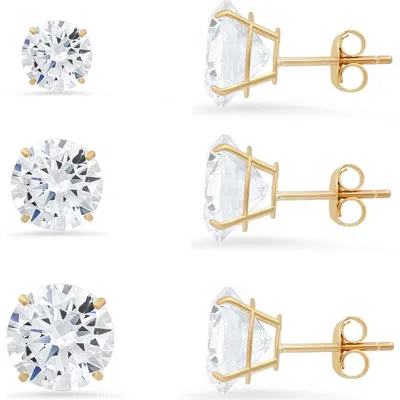 QUEEN JEWELS QUEEN JEWELS SET OF 3 ROUND CUBIC ZIRCONIA STUD EARRINGS
