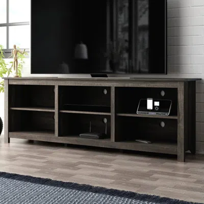 QUIKFURN 70-INCH DARK BROWN WOOD TV STAND ENTERTAINMENT CENTER FOR TV UP TO 78-INCH