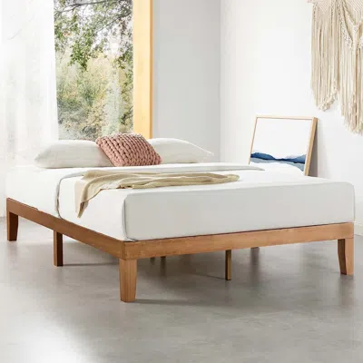 QUIKFURN CALIFORNIA KING SIZE SOLID WOOD PLATFORM BED FRAME IN NATURAL WOODEN FINISH
