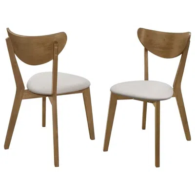 QUIKFURN SET OF 2 - MID-CENTURY MODERN WOOD DINING CHAIR WITH FAUX LEATHER SEAT