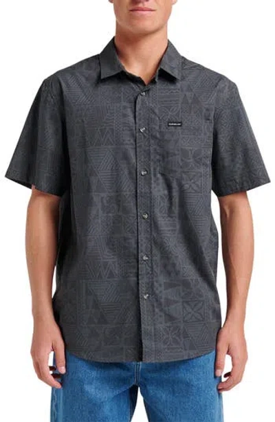 QUIKSILVER QUIKSILVER GEO PRINT COTTON BLEND BUTTON-UP SHIRT