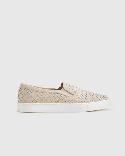 QUINCE WOMEN'S 100% HANDWOVEN LEATHER SLIP ON SNEAKER