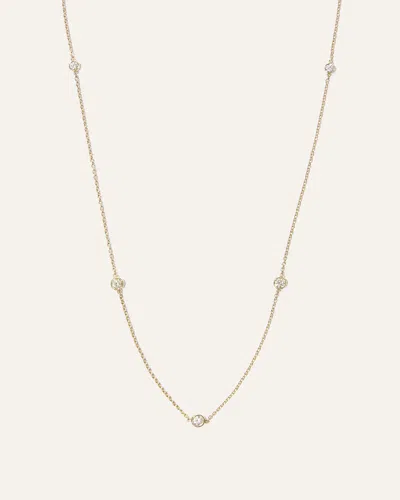 QUINCE WOMEN'S 14K GOLD DIAMOND BEZEL STATION NECKLACE