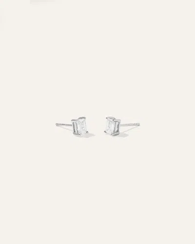 QUINCE WOMEN'S 14K GOLD LAB GROWN DIAMOND EMERALD SOLITAIRE STUDS