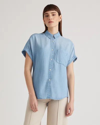 QUINCE WOMEN'S CHAMBRAY TENCEL SHORT SLEEVE SHIRT