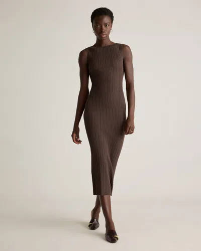 QUINCE WOMEN'S COTTON CASHMERE RIBBED SLEEVELESS MIDI DRESS
