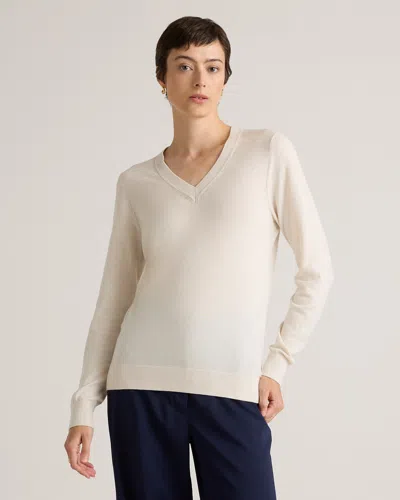 QUINCE WOMEN'S LIGHTWEIGHT COTTON CASHMERE V-NECK SWEATER