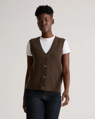 QUINCE WOMEN'S MONGOLIAN CASHMERE FISHERMAN SWEATER VEST