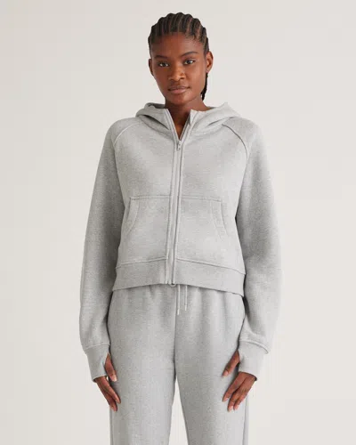 QUINCE WOMEN'S ORGANIC HEAVYWEIGHT FLEECE CROPPED FULL ZIP HOODIE