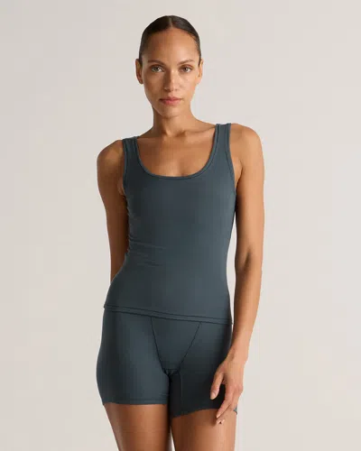 QUINCE WOMEN'S TENCEL RIB CROPPED KNIT LOUNGE TANK TOP