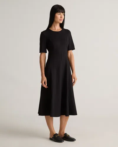 QUINCE WOMEN'S ULTRA-STRETCH PONTE SHORT SLEEVE MIDI DRESS