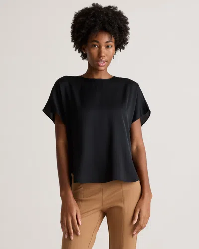 QUINCE WOMEN'S WASHABLE STRETCH SILK SPLIT HEM T-SHIRT